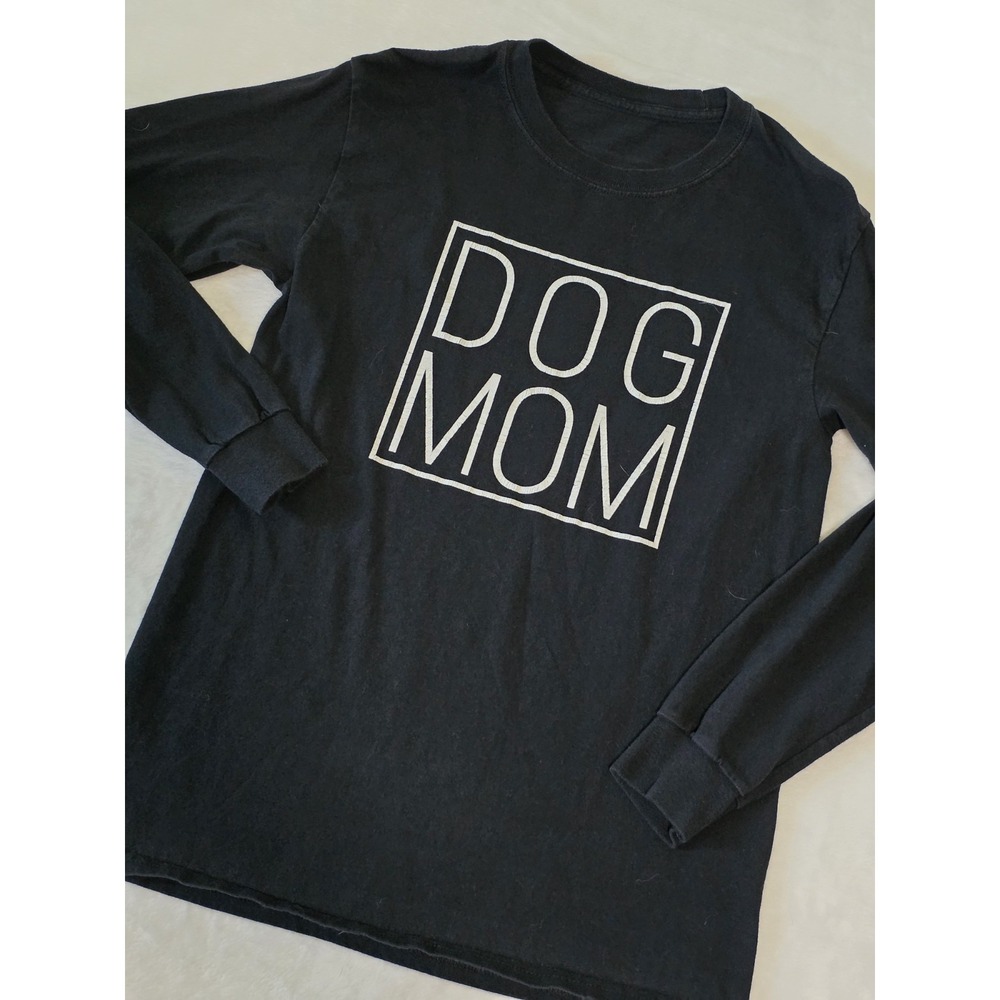 PAWZ Saves the Dogs Womens Small Black White Dog Mom Long Sleeve Shirt Spellout